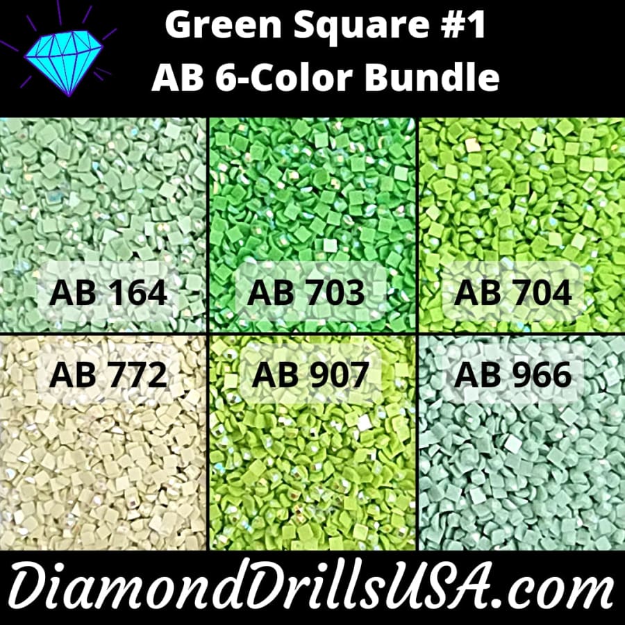 AB Square Bundle Green #1 6 Pack AB Colors Aurora Borealis 