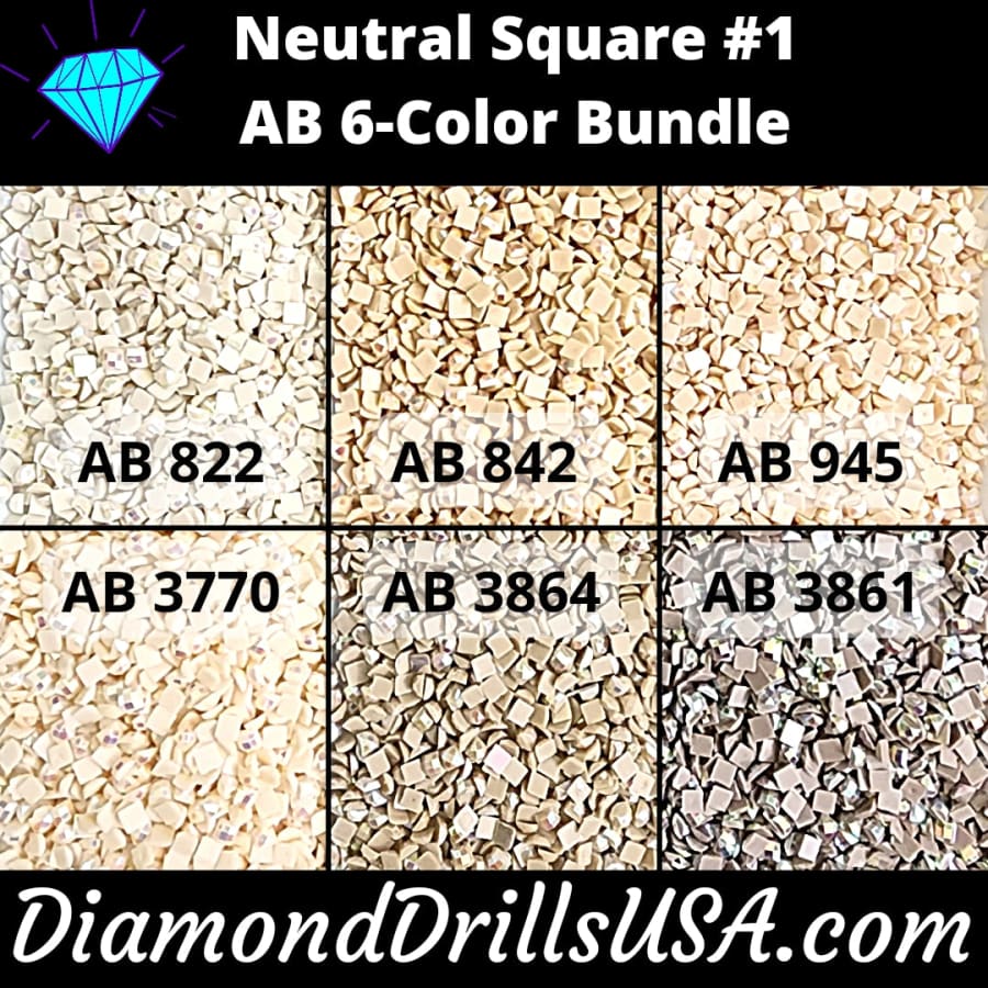 AB Square Bundle Neutral #1 6 Pack AB Colors Aurora Borealis