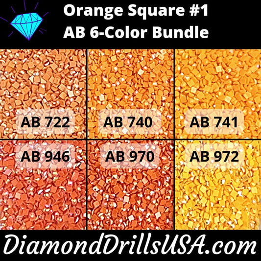 AB Square Bundle Orange #1 6 Pack AB Colors Aurora Borealis 