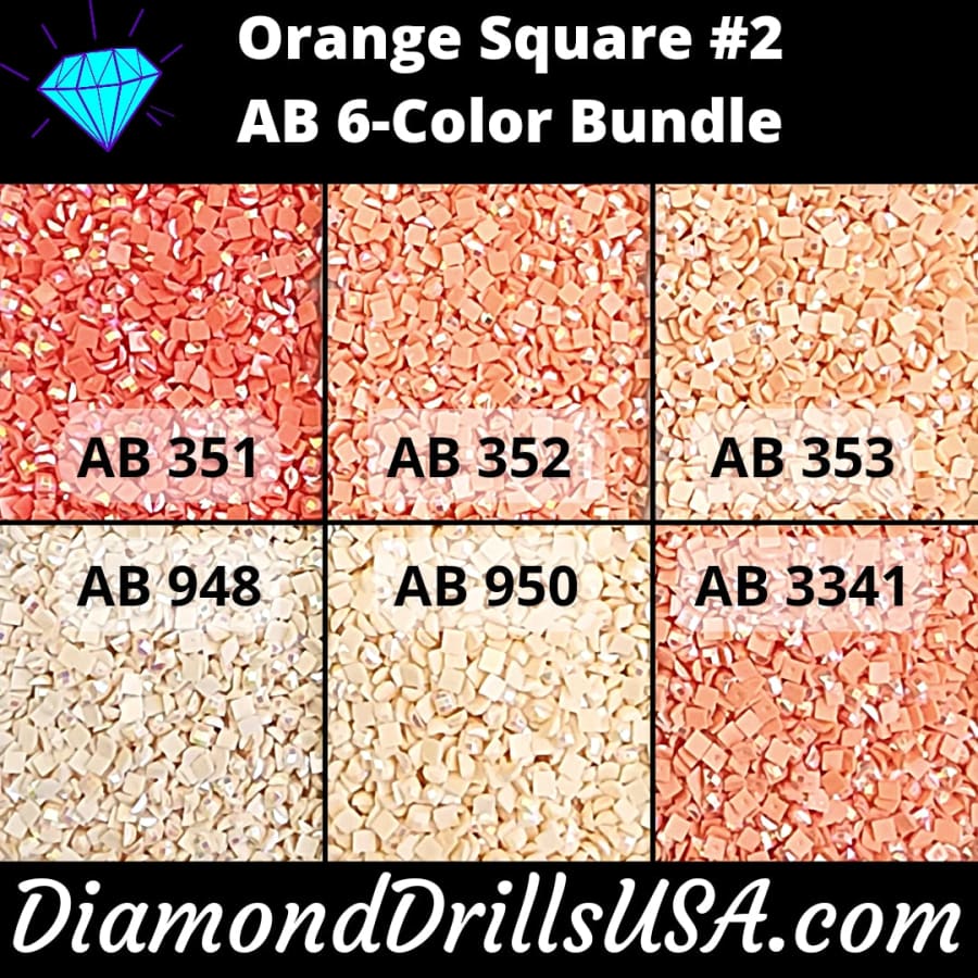AB Square Bundle Orange #2 6 Pack AB Colors Aurora Borealis 