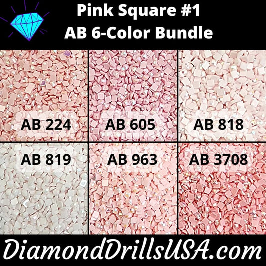 AB Square Bundle Pink #1 6 Pack AB Colors Aurora Borealis 
