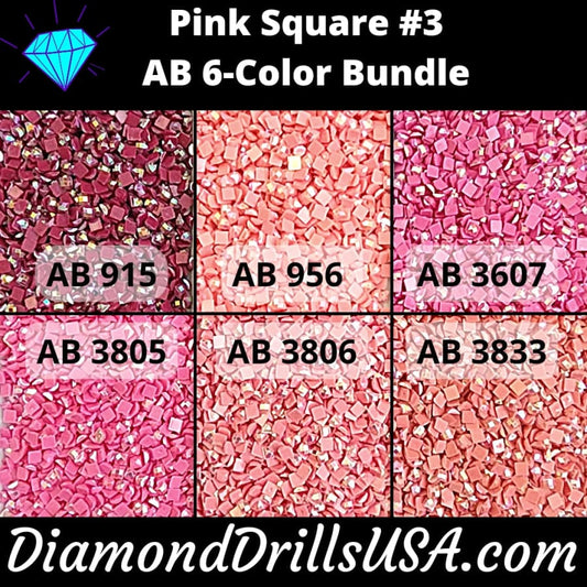 AB Square Bundle Pink #3 6 Pack AB Colors Aurora Borealis 