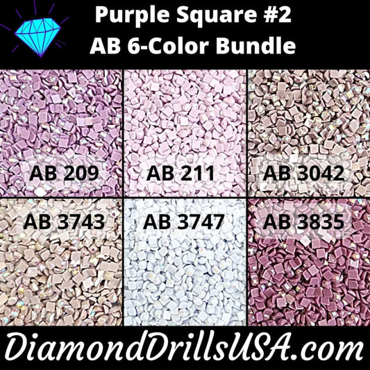 AB Square Bundle Purple #2 6 Pack AB Colors Aurora Borealis 