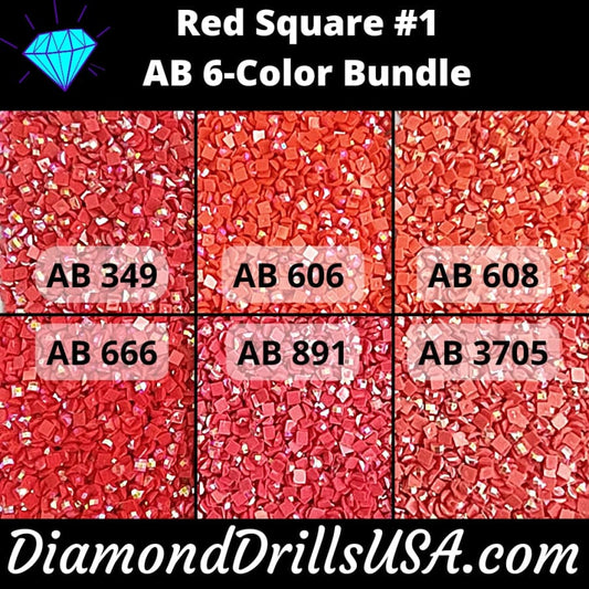 AB Square Bundle Red #1 6 Pack AB Colors Aurora Borealis 