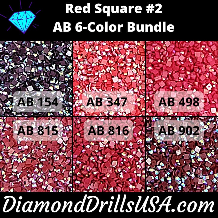 AB Square Bundle Red #2 6 Pack AB Colors Aurora Borealis 