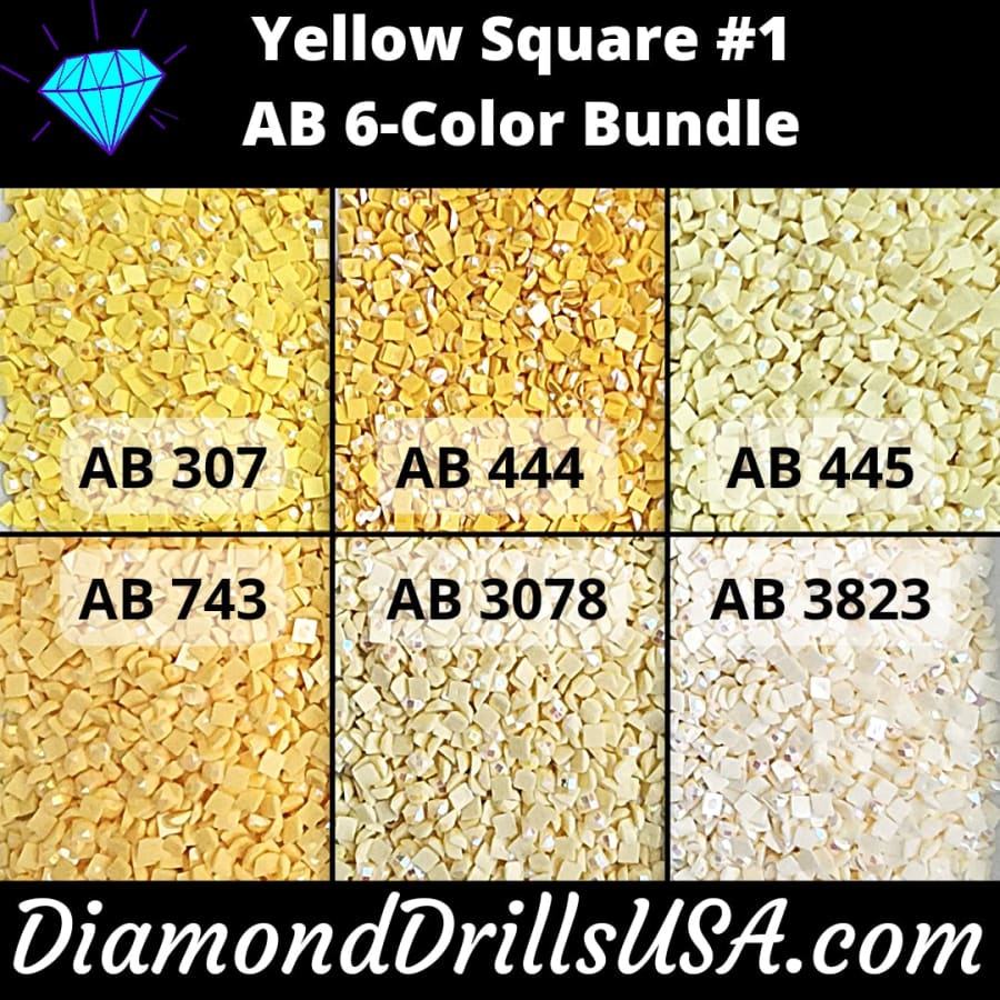 AB Square Bundle Yellow #1 6 Pack AB Colors Aurora Borealis 