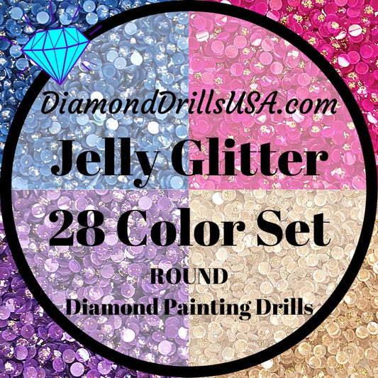 ALL 28 Jelly Glitter ROUND Drills 5D Diamond Painting Drills