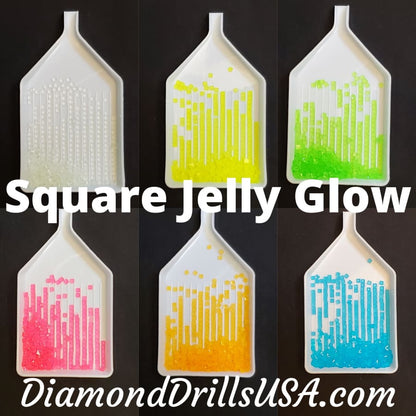 ALL 6 Jelly SQUARE GLOW in the Dark UV 5D Diamond Painting 