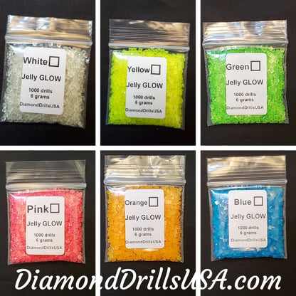 ALL 6 Jelly SQUARE GLOW in the Dark UV 5D Diamond Painting 