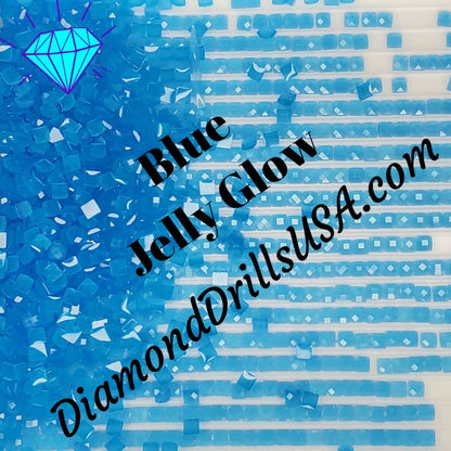 Blue Jelly SQUARE GLOW in the Dark UV 5D Diamond Painting 
