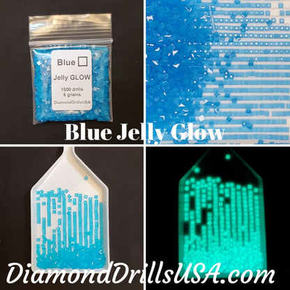 Blue Jelly SQUARE GLOW in the Dark UV 5D Diamond Painting 