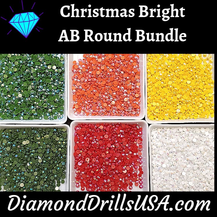 Christmas Bright AB Round Bundle 6 AB Colors Aurora Borealis