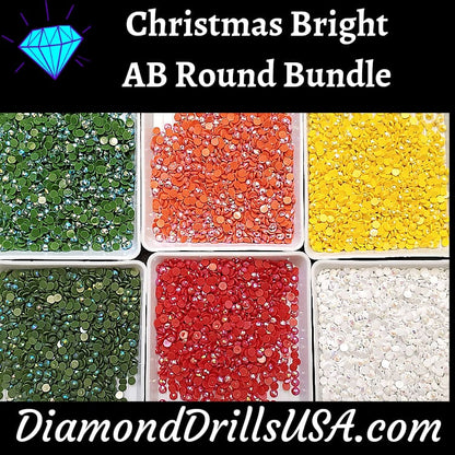 Christmas Bright AB Round Bundle 6 AB Colors Aurora Borealis