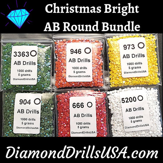 Christmas Bright AB Round Bundle 6 AB Colors Aurora Borealis