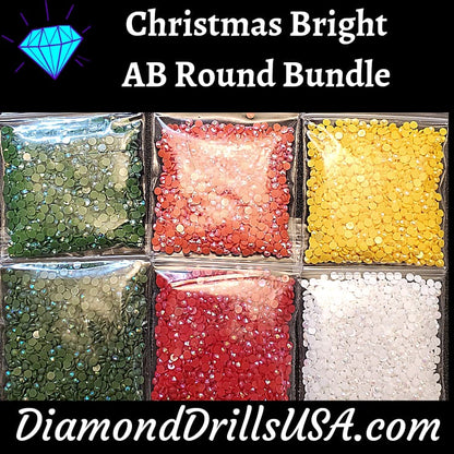 Christmas Bright AB Round Bundle 6 AB Colors Aurora Borealis