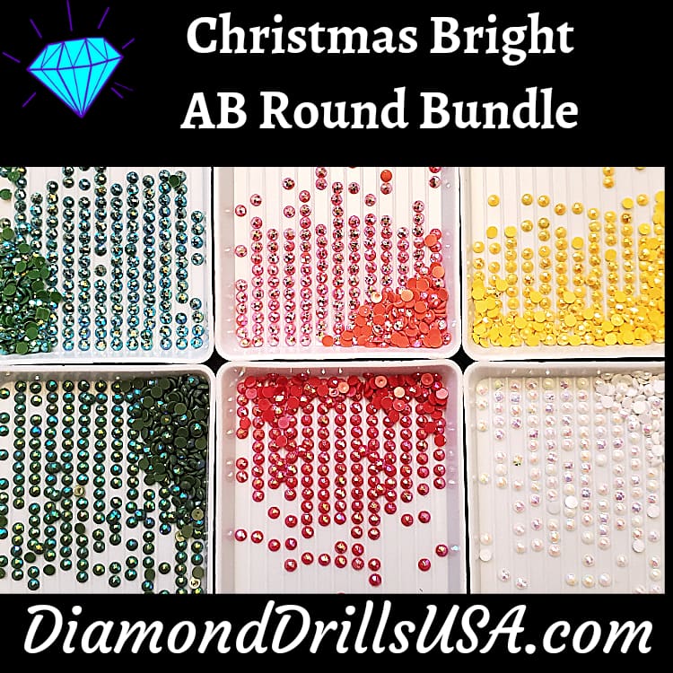 Christmas Bright AB Round Bundle 6 AB Colors Aurora Borealis