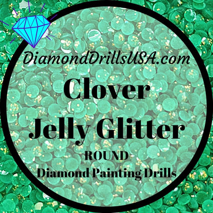 Clover Jelly Glitter ROUND Diamond Painting Drills Green 06 
