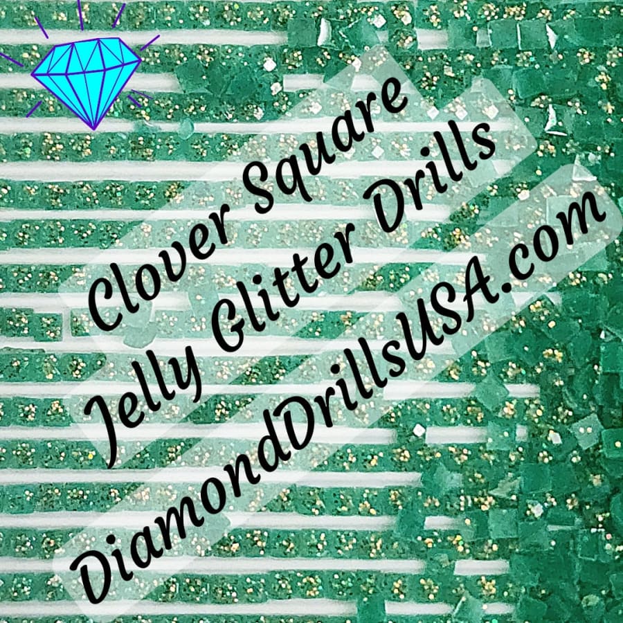 Clover Jelly Glitter SQUARE Diamond Painting Drills Green 06