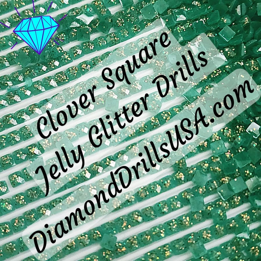 Clover Jelly Glitter SQUARE Diamond Painting Drills Green 06