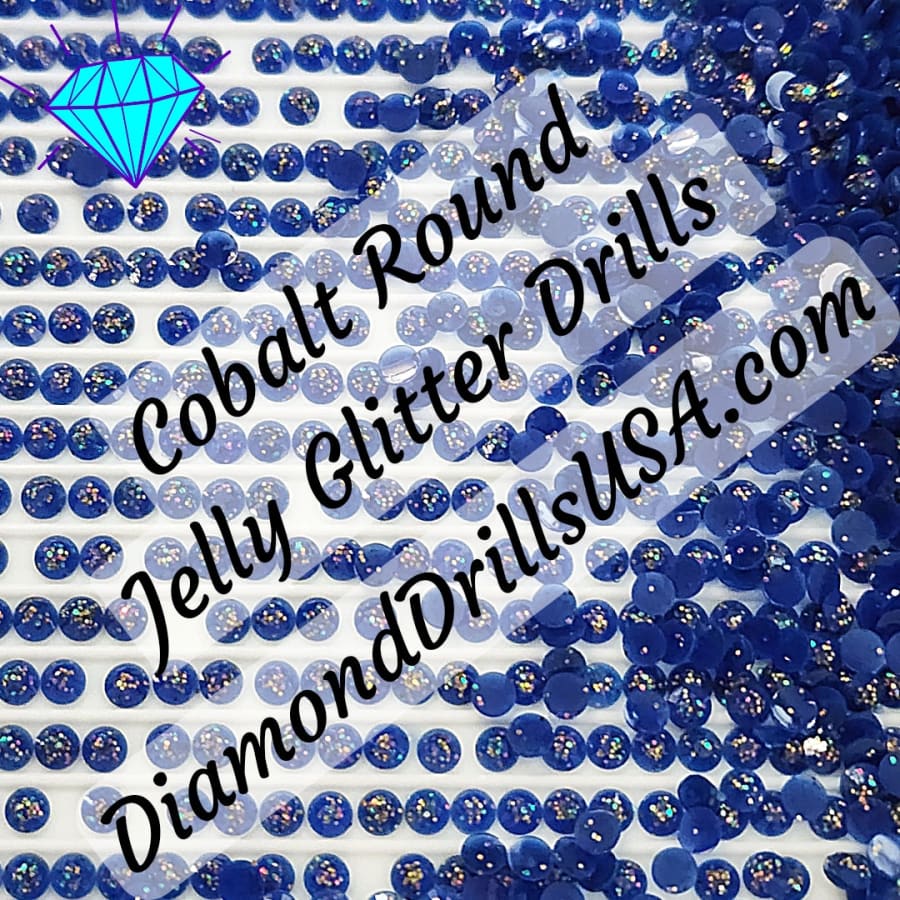 Cobalt Jelly Glitter ROUND Diamond Painting Drills Blue 14 