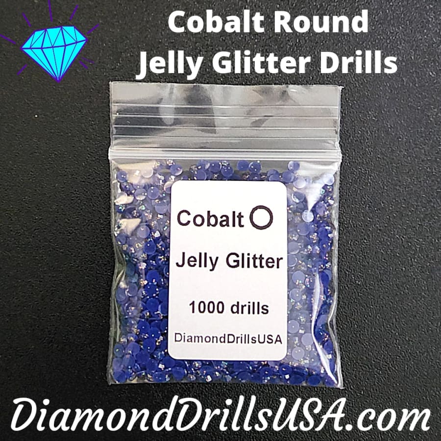 Cobalt Jelly Glitter ROUND Diamond Painting Drills Blue 14 