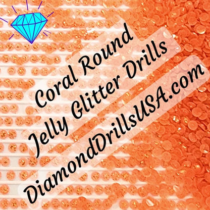 Coral Jelly Glitter ROUND Diamond Painting Drills Orange 11 
