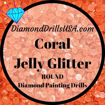 Coral Jelly Glitter ROUND Diamond Painting Drills Orange 11 