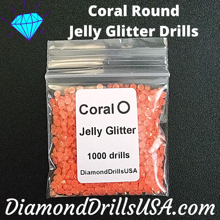 Coral Jelly Glitter ROUND Diamond Painting Drills Orange 11 