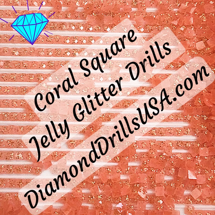 Coral Jelly Glitter SQUARE Diamond Painting Drills Orange 11