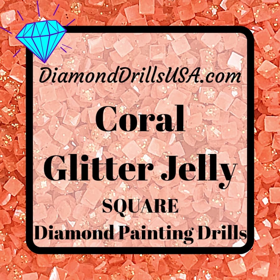 Coral Jelly Glitter SQUARE Diamond Painting Drills Orange 11