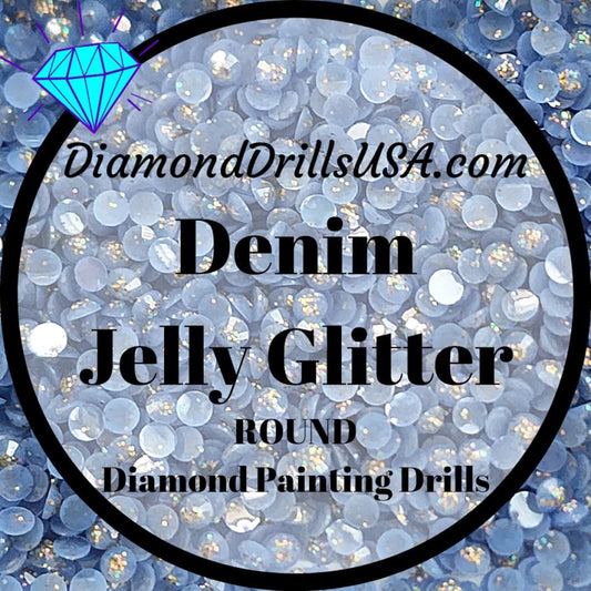 Denim Jelly Glitter ROUND Diamond Painting Drills Blue 13 