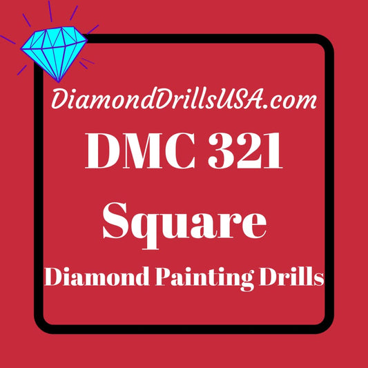 DMC 321 SQUARE 5D Diamond Painting Drills Beads DMC 321 Red 