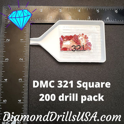DMC 321 SQUARE 5D Diamond Painting Drills Beads DMC 321 Red 