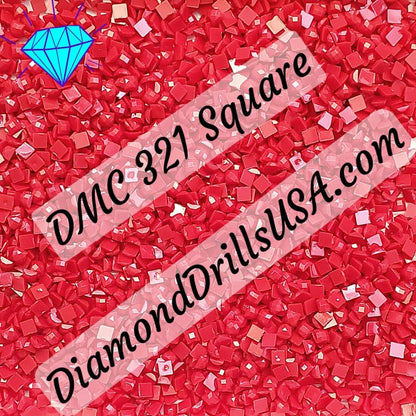 DMC 321 SQUARE 5D Diamond Painting Drills Beads DMC 321 Red 