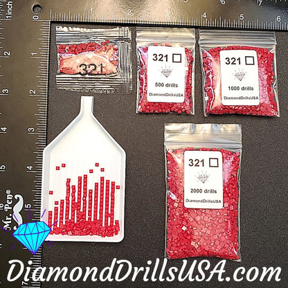 DMC 321 SQUARE 5D Diamond Painting Drills Beads DMC 321 Red 