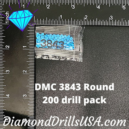 DMC 3843 ROUND 5D Diamond Painting Drills Beads DMC 3843 