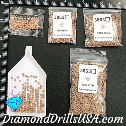 DMC 3863 SQUARE 5D Diamond Painting Drills Beads DMC 3863 