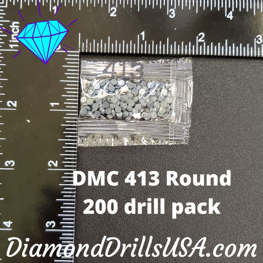 DMC 413 SQUARE 5D Diamond Painting Drills Beads DMC 413 Dark Pewter Gray  Loose Bulk