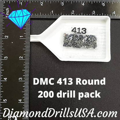 DMC 413 ROUND 5D Diamond Painting Drills Beads DMC 413 Dark 