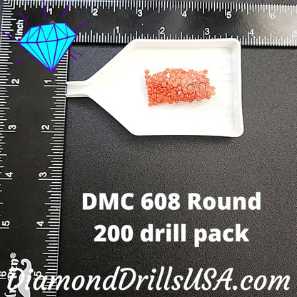 DMC 608 ROUND 5D Diamond Painting Drills Beads DMC 608 