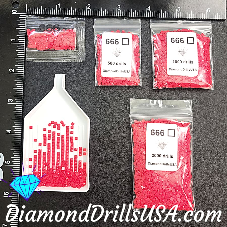 DMC 666 SQUARE 5D Diamond Painting Drills Beads DMC 666 