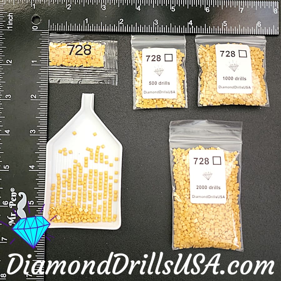DMC 728 SQUARE 5D Diamond Painting Drills Beads DMC 728 
