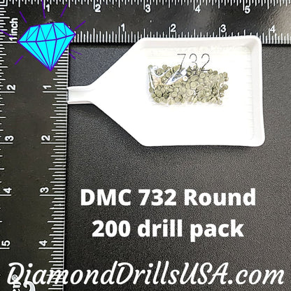 DMC 732 ROUND 5D Diamond Painting Drills Beads DMC 732 Olive