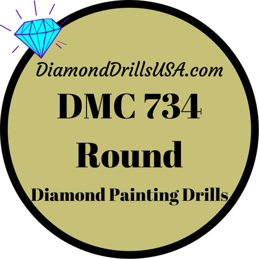 DMC 734 ROUND 5D Diamond Painting Drills DMC 734 Light Olive
