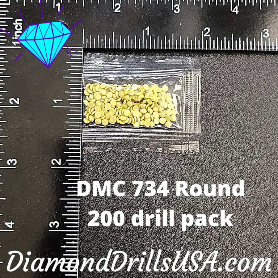 DMC 734 ROUND 5D Diamond Painting Drills DMC 734 Light Olive