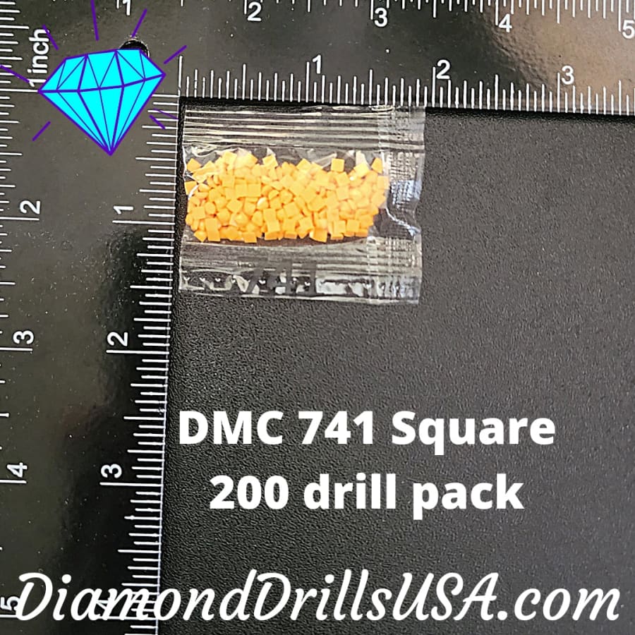 DMC 741 SQUARE 5D Diamond Painting Drills Beads DMC 741 Medium Tangerine  Orange Bulk
