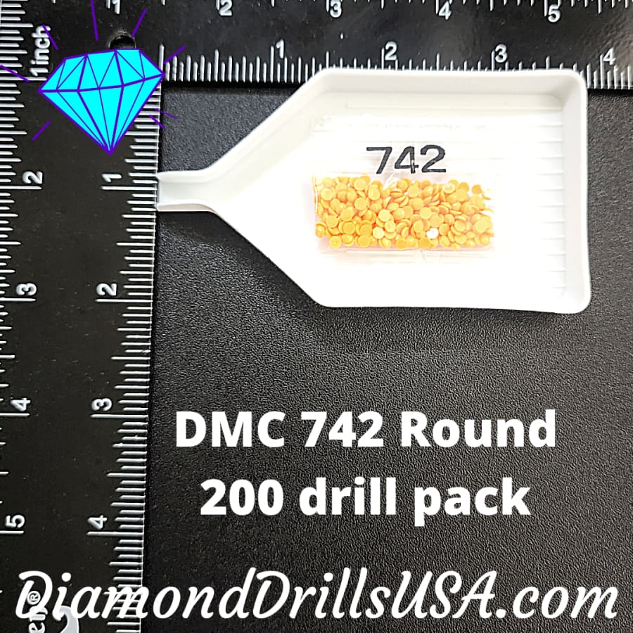 DMC 742 ROUND 5D Diamond Painting Drills Beads DMC 742 Light