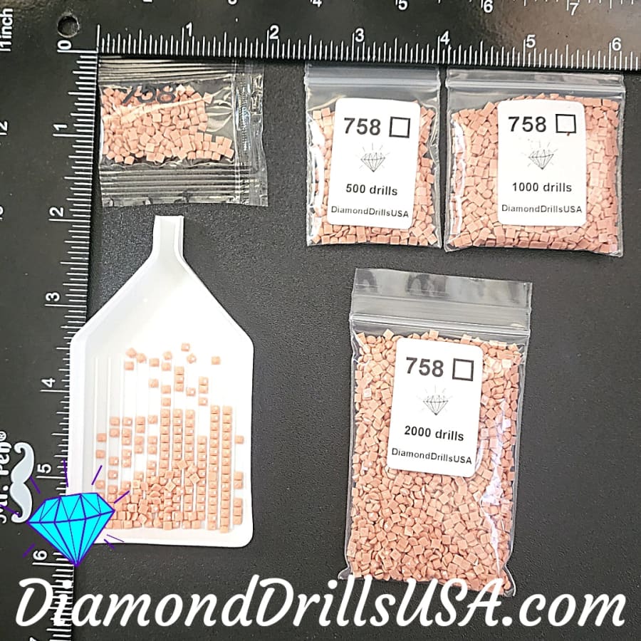 DMC 758 SQUARE 5D Diamond Painting Drills Beads DMC 758 Very