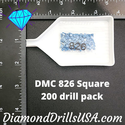 DMC 826 SQUARE 5D Diamond Painting Drills Beads DMC 826 
