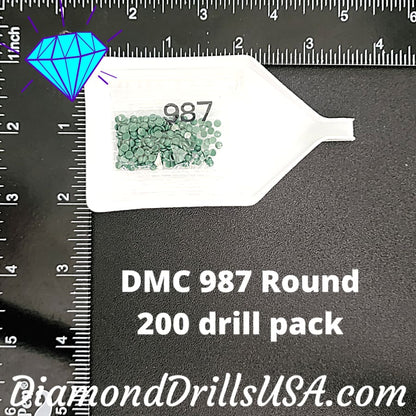 DMC 987 ROUND 5D Diamond Painting Drills Beads DMC 987 Dark 